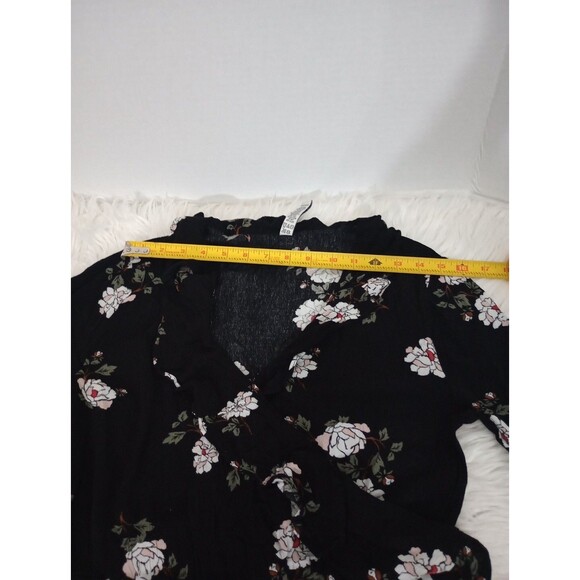 Womens Dress Size L American Rag Black Ruffled Floral-Print Peasant - Picture 8 of 11